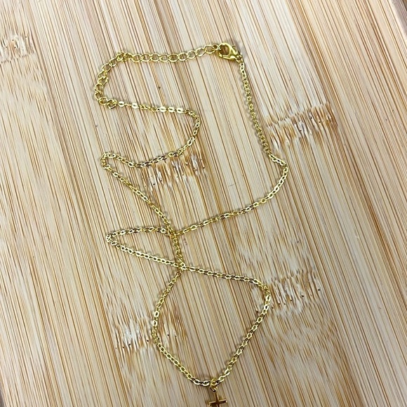 Brand New 14K Gold Plated Cross Necklace Dainty Minimalist 18" Length - Picture 6 of 14